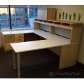 Blonde U/C Suite Desk with Pigeon Hole Overhead and Storage